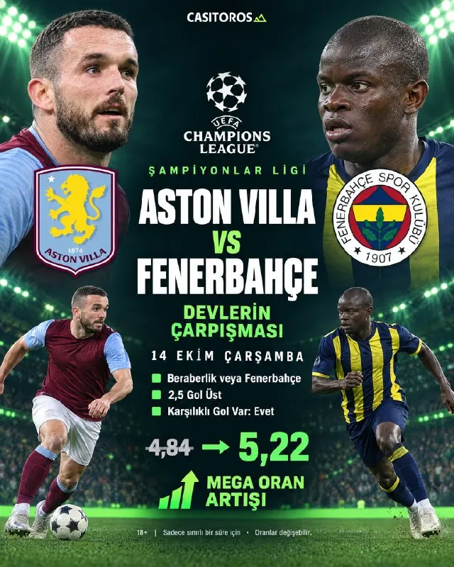 Casitoros Telegram: GÖZÜNÜ KIRPMA! 🔥 Aston Villa vs Fenerbahçe Fenerbahçe bu zorlu Avrupa sınavında…