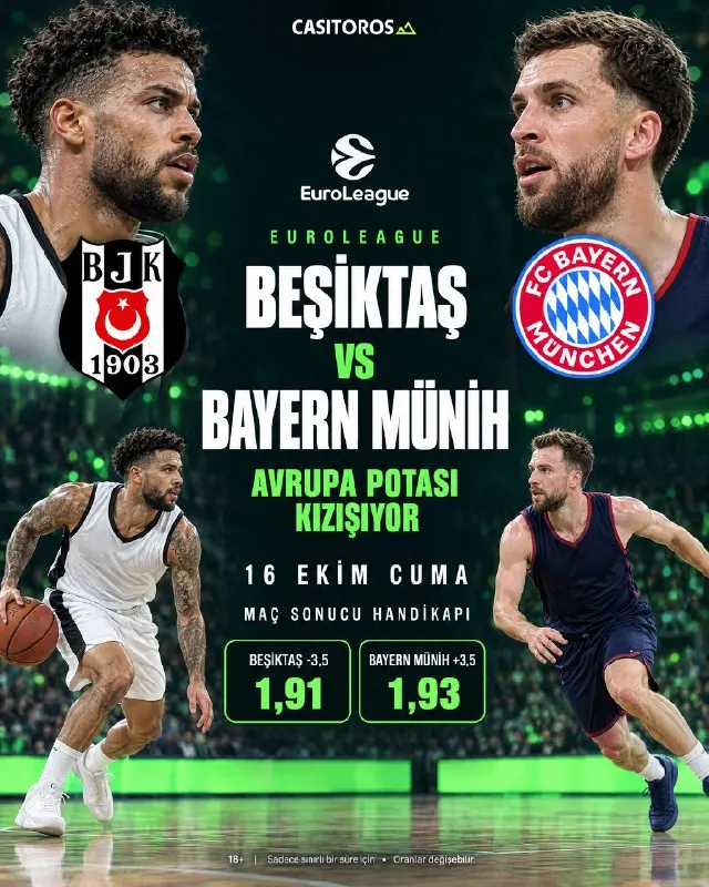 Casitoros Telegram: 🏀🔥 AVRUPA POTASI KIZIŞIYOR Beşiktaş vs Bayern Münih Parkede büyük mücadele…