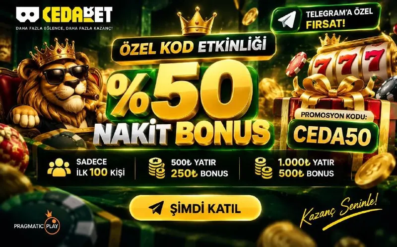 Cedabet Telegram: ➡️CEDABET ÖZEL KOD ETKİNLİĞİ! 🎁İLK 100 KİŞİYE ÖZEL %50 NAKİT BONUS! 💰500 TL…