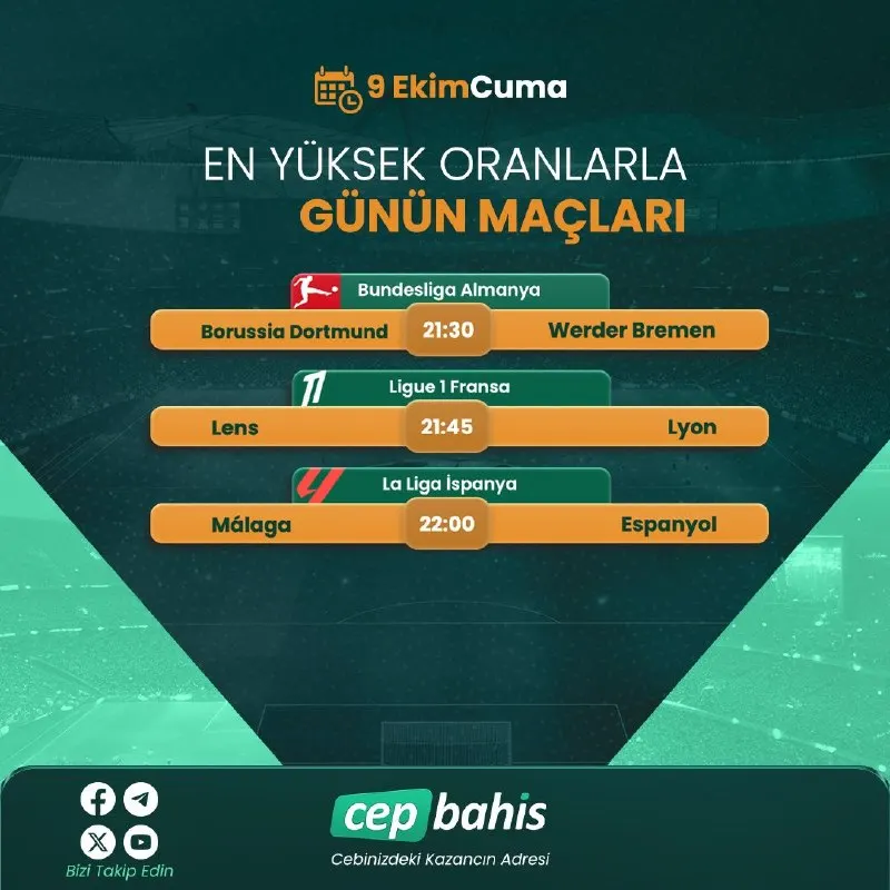Cepbahis Telegram: ⚽️ Bu akşamın öne çıkan maçları! ⚽️ 🏆 Avrupa’nın önemli liglerinde heyecan…