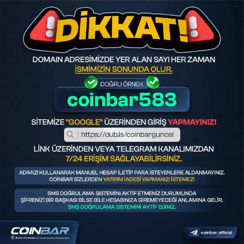 Coinbar Telegram: 😢 Sahte Sitelere girmemek için sitemize Google'dan girmeyiniz! ❤️ Güncel giriş…