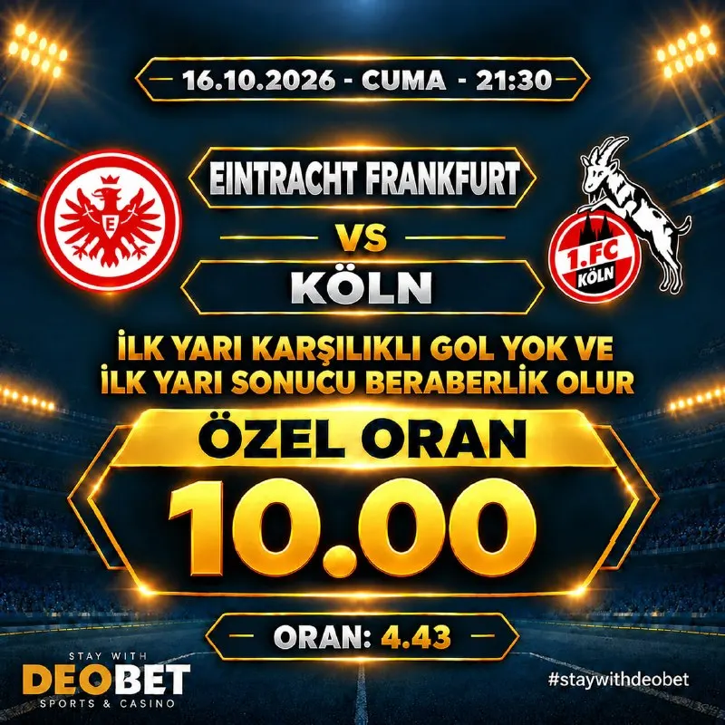 Deobet Telegram: ⭐️⭐️⭐️⭐️⭐️⭐️⭐️⭐️⭐️⭐️ ✅ E.FRANKFURT 👊 KÖLN ⚽️ İlk Yarı Karşılıklı Gol Yok ve İlk…