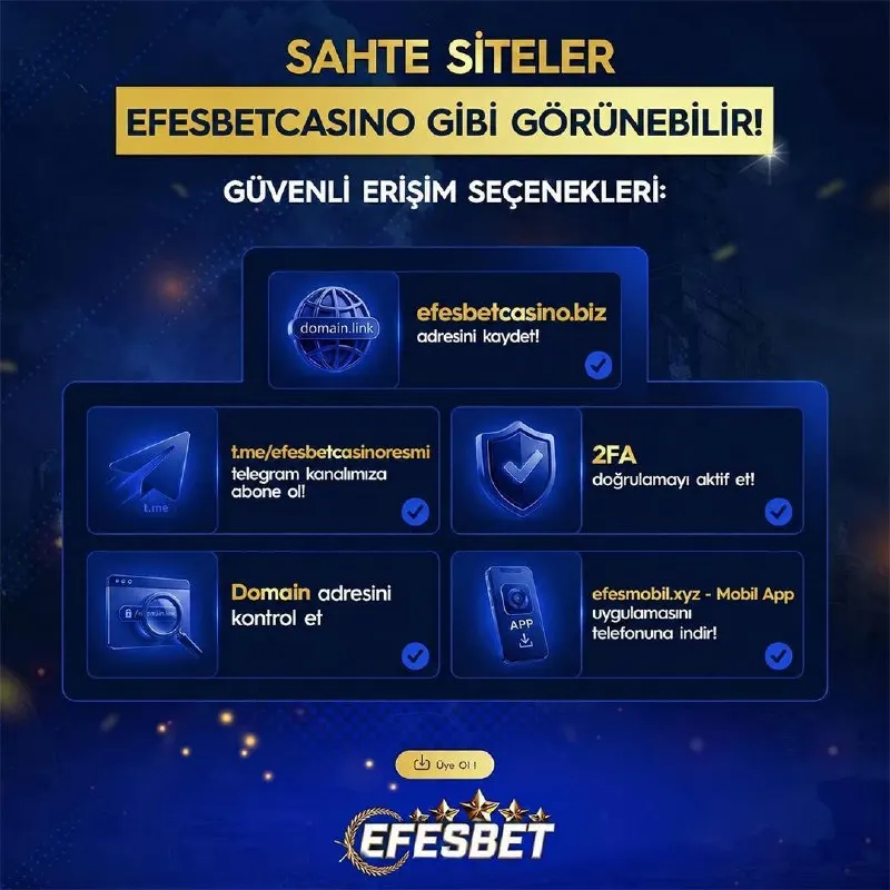 Efesbet Casino Telegram: 🚨 ÖNEMLİ GÜVENLİK DUYURUSU 🚨 ❗️ Son günlerde Efesbetcasino markamızı taklit…