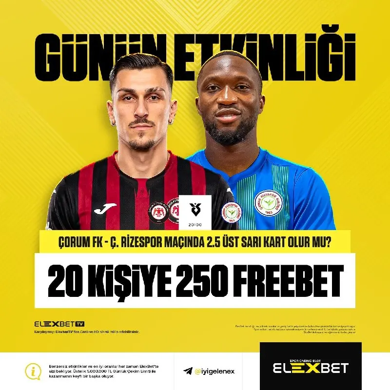 Elexbet Telegram: 🔥 20 KİŞİYE 250 TL FREEBET DAĞITIYORUZ! ❓ ÇORUM FK - Ç. RİZESPOR MAÇINDA 2.5…