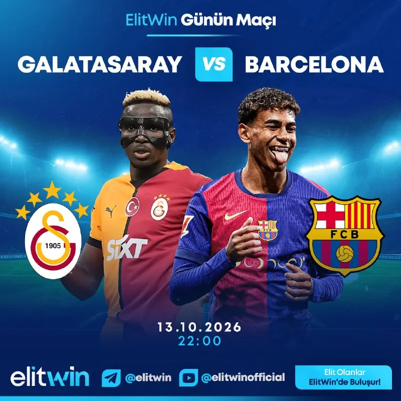 Elitwin Telegram: 🏆 DEVLERİN MÜCADELESİ BAŞLIYOR! 🇹🇷 GALATASARAY 🆚 BARCELONA 🇪🇸 👀 Osimhen mi…