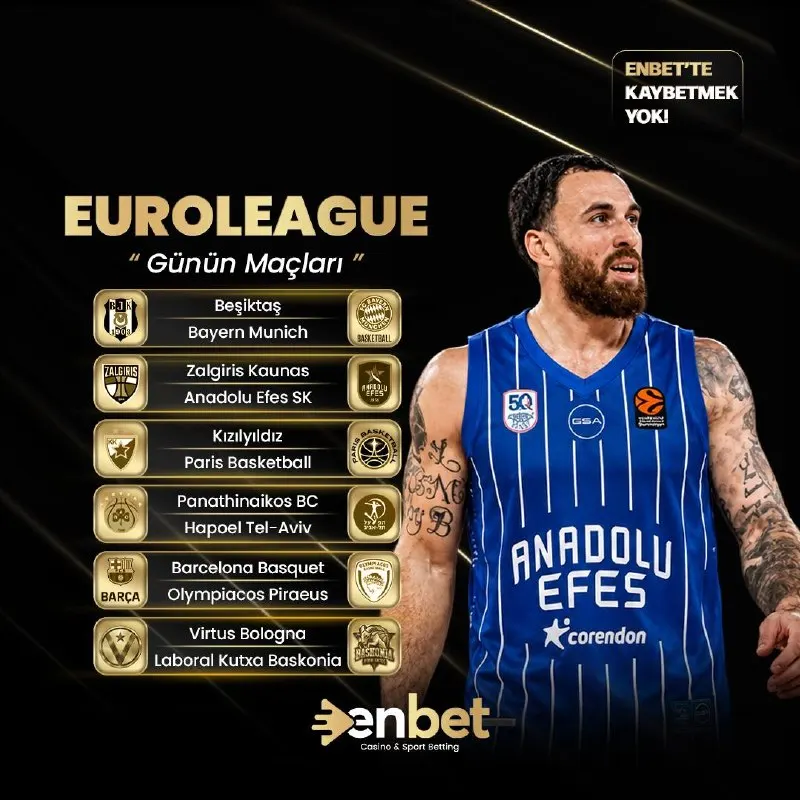 Enbet Telegram: 👑👑👑👑 ❤️ EUROLEAGUE HEYECANI ENBET'TE! ❤️ Beşiktaş - Bayern Munich Zalgiris…