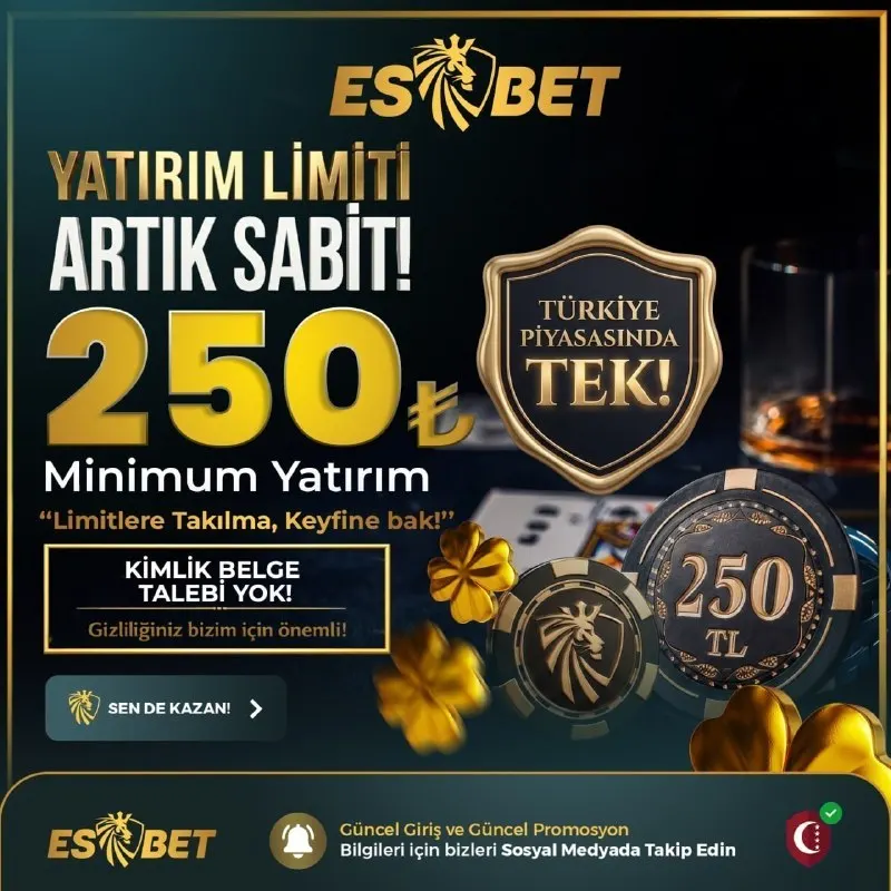 Esbet Telegram: 💵 YATIRIM LİMİTİ ARTIK SABİT! 💵 250 TL minimum yatırım fırsatı 💣 Türkiye…