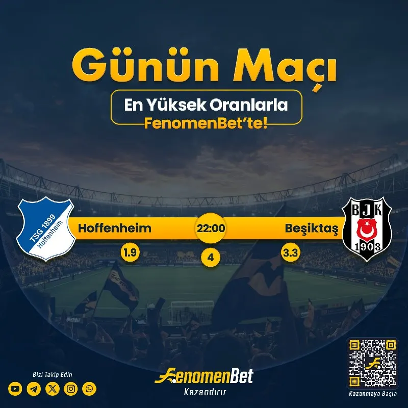 Fenomenbet Telegram: 🚨AVRUPA LİGİ GECESİ! 🚨 Aston Villa 🆚 Fenerbahçe 💥 Devler sahnede Oranlar…