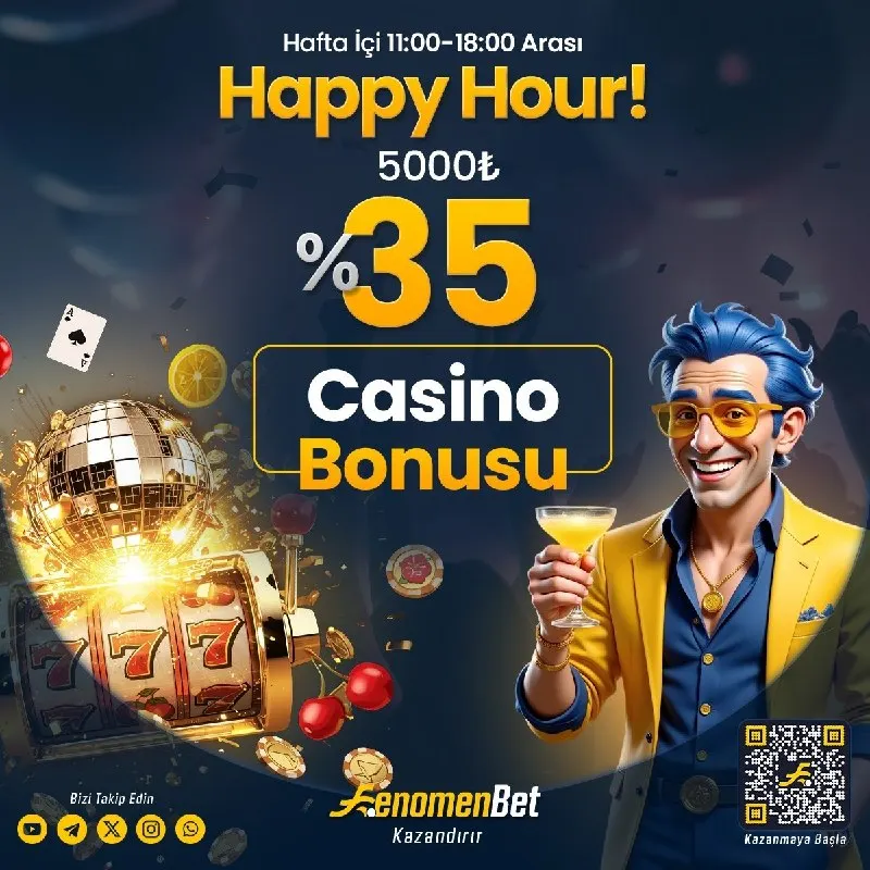 Fenomenbet Telegram: 🎆HAPPY HOUR FIRSATI! 🎁 🔥Fenomenbet’te %35 Casino Bonusu! 🔥🔥 💰 5000 TL bonus…