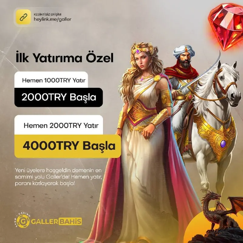 Galler Bahis Telegram: 💰 İlk yatırıma özel %100 Çevrimsiz Bonusunu kaçırma! 💫 Gallerbahis ile…