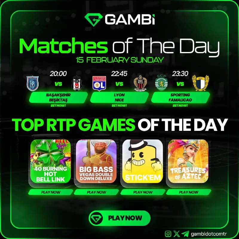Gambi Telegram: 🏆 GAMBI’S TOP PICKS OF THE DAY! ⚽️ 📅 February 15 – Sunday 🔥 20:00 İstanbul…