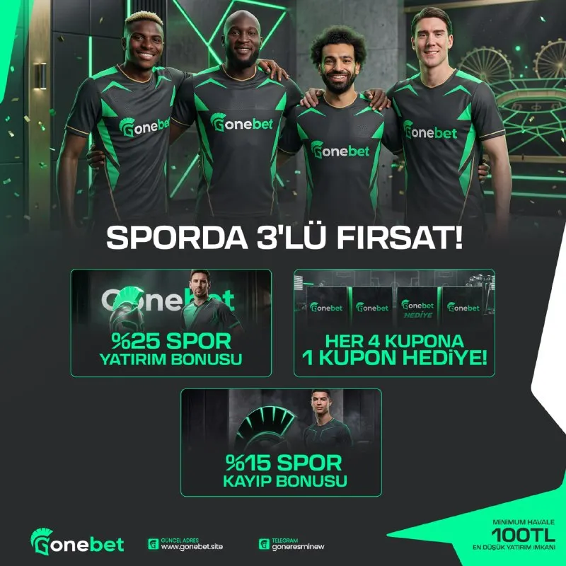 Gonebet Telegram: 🏆 SPORDA 3 FARKLI AVANTAJ! Spor severlere özel! 🔥 🛍️ %25 Spor Yatırım Bonusu 🛍️…