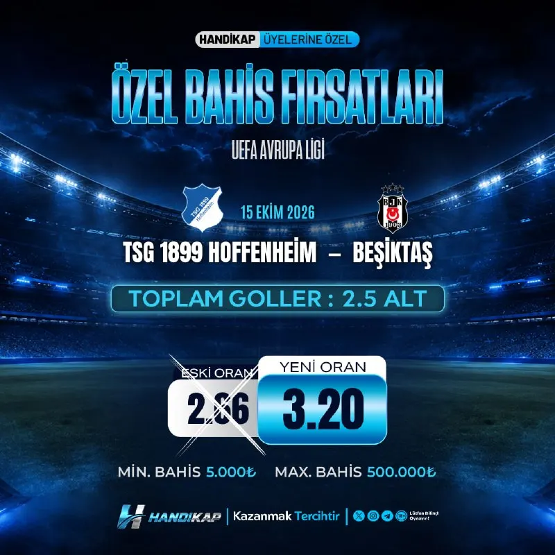 Handikap Bahis Telegram: 🔤🔤🔤🔤🔤🔤🔤🔤 🔤🔤🔤🔤🔤 TSG 1899 Hoffenheim 🆚 Beşiktaş ✔️Toplam Goller: 2.5 Alt ❌ Eski…