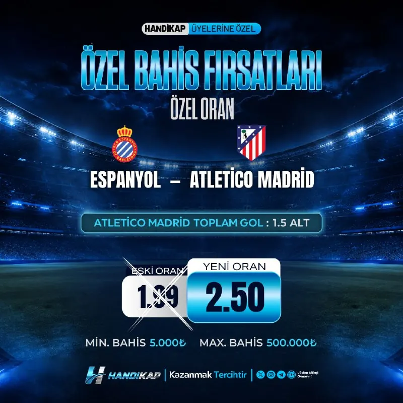 Handikap Bahis Telegram: 😀😀😀😀😀😀😀😀 😀😀😀😀😀 Espanyol 🆚 Atletico Madrid ✔️Atletico Madrid Toplam Gol : 1.5…