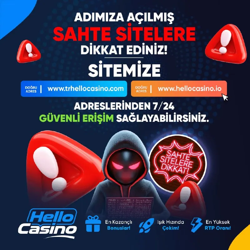 Hellocasino Telegram: 🚨🚨 🚨 🟥🟥🟥🟥 🚨🚨🚨 ✅Adımıza Açılmış SAHTE SİTELERE Dikkat Ediniz ✔️Adres…