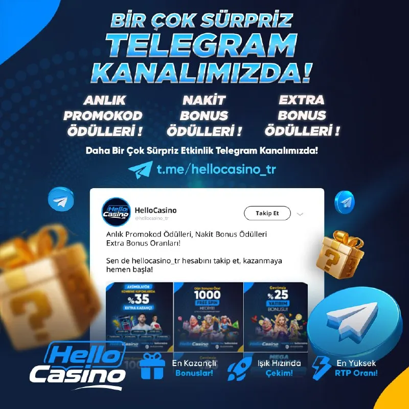 Hellocasino Telegram: 🌟🌟🌟 🌟🌟🌟’nun Takipçileri Kazanıyor! 💬Telegram Kanalımızı Takipte Kal…