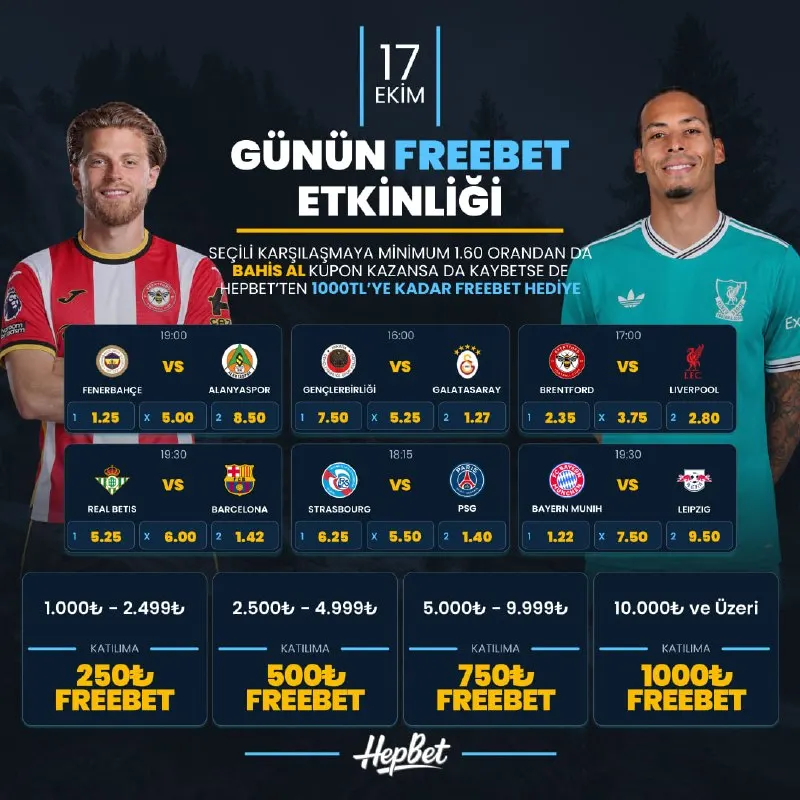 Hepbet Telegram: 🔥 HEPBET'TEN KUPONUNA HEDİYE FREEBET! 💸 Kazansanda, Kaybetsen de Hediyen…