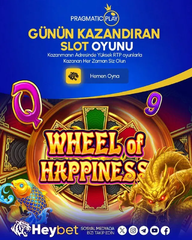 Heybet Telegram: 🐉 GÜNÜN SLOT OYUNU: WHEEL OF HAPPINESS! 🎰 👏👏👏👏👏👏👏👏👏👏 🎡 Wheel of Happiness ile…