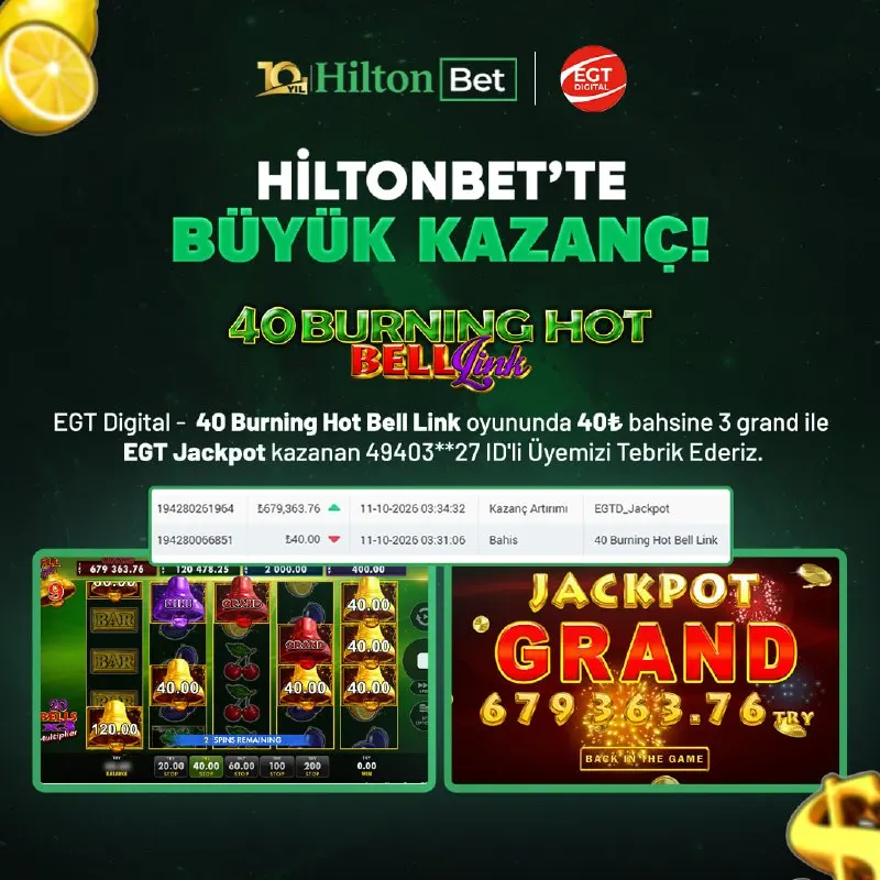 Hiltonbet Telegram: 💰HİLTONBET'TE DEV KAZANÇ ZAMANI! 💰 🥳 EGT Digital sağlayıcısının sevilen oyunu…