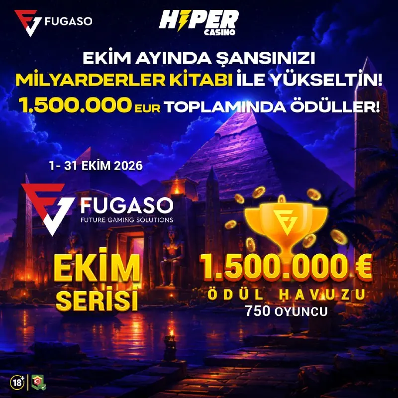 HiperCasino Telegram: 🪙 Ekim ayı boyunca sürecek 1.500.000 Euro ödüllü turnuva HiperCasino'da devam…