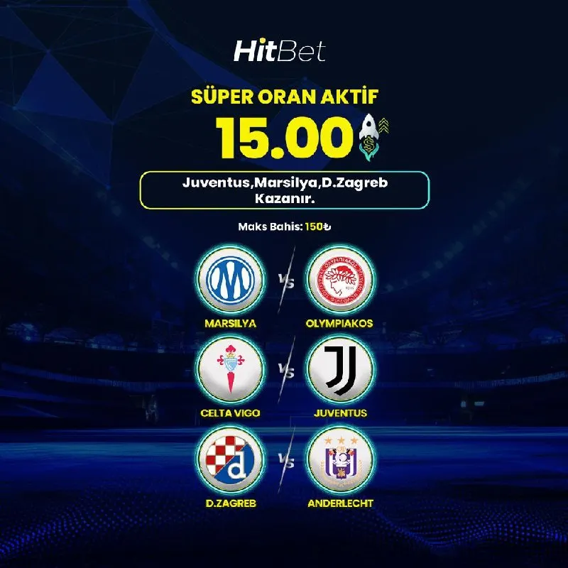 Hitbet Telegram: 💛 HİT SÜPER ORAN AKTİF! ⚽️ Marsilya - Olympiakos ⚽️ Celta Vigo - Juventus ⚽️ D…