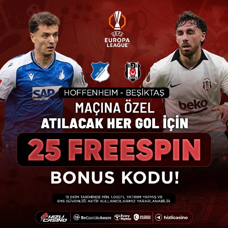 Hızlı Casino Telegram: ⚡️ HER GOLE FREESPIN FIRSATINDA SON SAATLER!⚡️ ⚽️ Hoffenheim - Beşiktaş maçında…