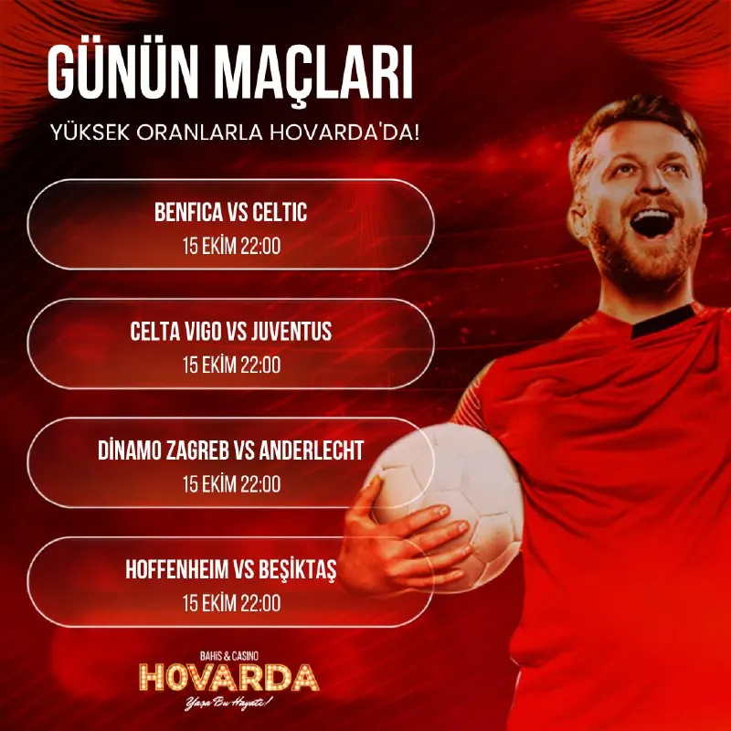 Hovarda Telegram: 🏆 Büyük heyecana hazır mısın? Benfica - Celtic, Celta Vigo - Juventus, Dinamo…