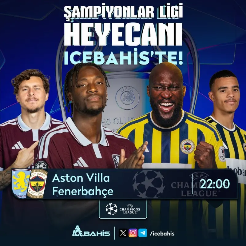 Icebahis Telegram: 🥶⚔️⚔️⚔️ 🏆 🇪🇺 Şampiyonlar Ligi Heyecanı icebahis'te! 🏆 🏴 Aston Villa ➖…