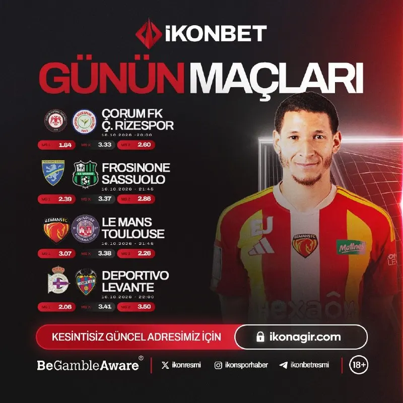 İkonbet Telegram: 😎🥳🤯🥰😇🎃 İLE GÜNÜN MAÇLARI 🦁 16.10.2026 İkon’da %20 Çevrimsiz ile kazanmaya hazır…