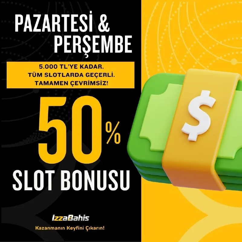 İzzabahis Telegram: ⭐️ %50 Tamamen Çevrimsiz Slot Bonusu! ⏰ Pazartesi ve Perşembe Günlerine Özel! 💰…