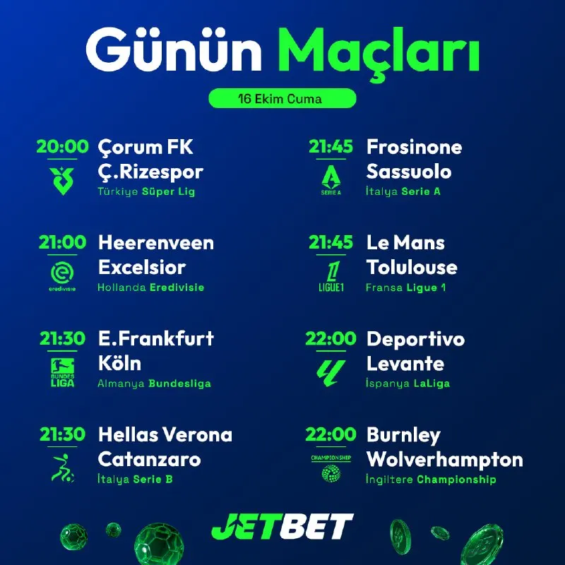 Jetbet Telegram: 🇹🇷 Süper Lig'de Çorum FK-Çaykur Rizespor maçı! Jetbet'in özel marketleriyle…