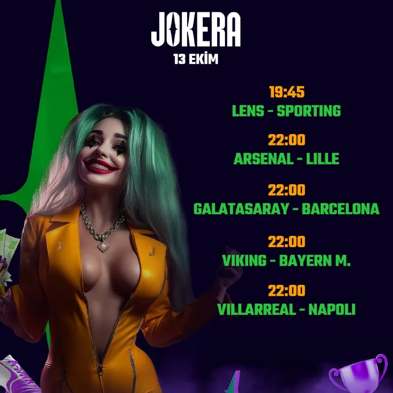 Jokera Telegram: 🎩 Prestijli karşılaşmalar ve yüksek oranlar bir arada seni bekliyor! Jokera ile…