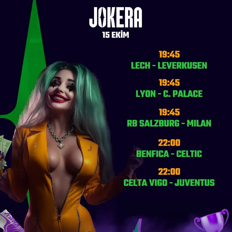Jokera Telegram: 🌎 Dünyanın dört bir yanından gelen maçlar sahne alıyor! Jokera ile global…