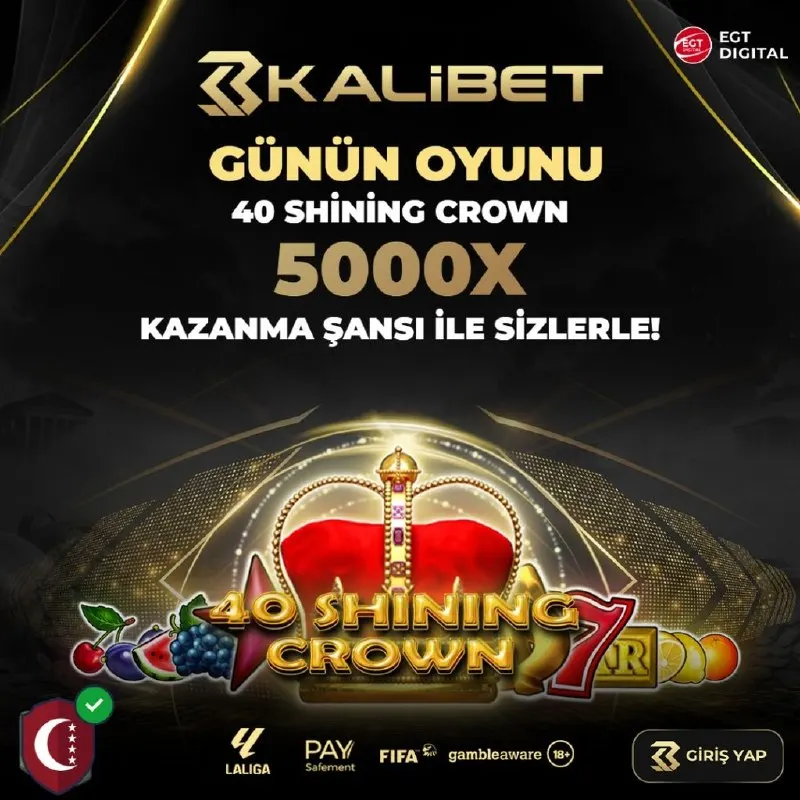 Kalibet Telegram: 👑 KALİBET'DE GECENİN EN ÇOK KAZANDIRAN OYUNU: 40 Shining Crown! 👑✨ 🎰 Parlayan…