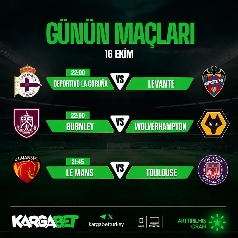 Kargabet Telegram: 😉 KARGABET 16 EKİM GÜNÜN MAÇLARI ⚽ Artırılmış Oranlar Hızı Çekim garantisi ile…