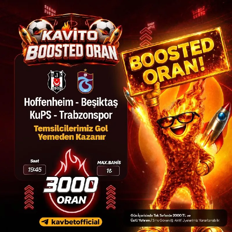Kavbet Telegram: 🥰Kavito'nun Boosted Özel Oranı❗️ 💰 3️⃣0️⃣0️⃣0️⃣ Oran - Max 1₺ ⭐️Özel oranlara…