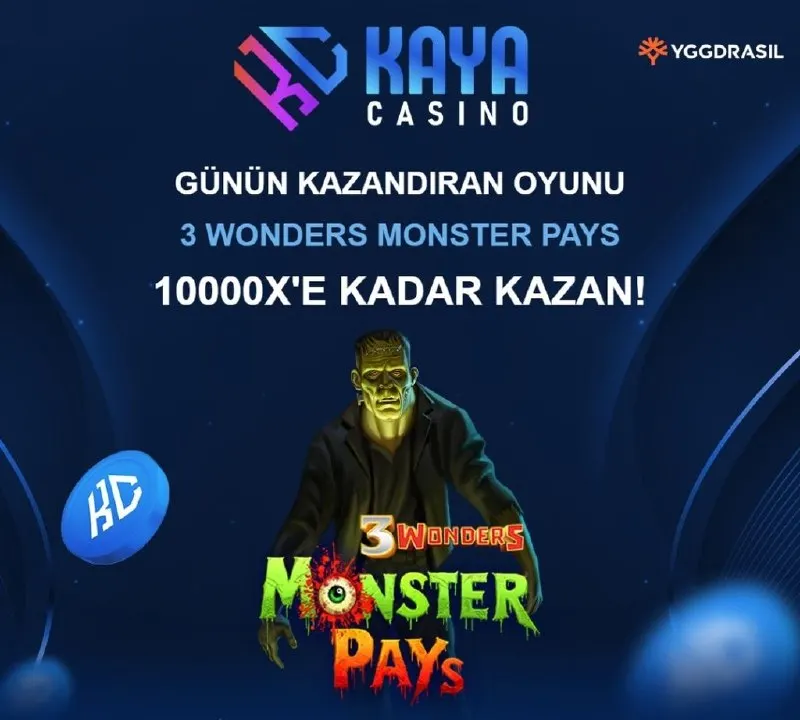 Kaya Casino Telegram: 👹 KAYA CASINO'DA GÜNÜN ŞANSLI OYUNU: 3 Wonders Monster Pays! ⚡️🧟 🌟 Canavarlarla…