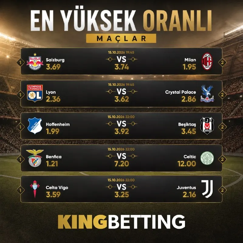Kingbetting Telegram: Günün arttırılmış oranlı karşılaşmaları⚽️ Arttırılmış oran özelliği sayesinde…