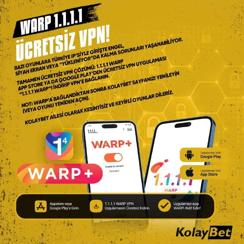 Kolaybet Telegram: 🚨IP Engelini aşmanın ücretsiz en kolay yolu WARP 1.1.1.1 !!!! 📣 Zirveye…