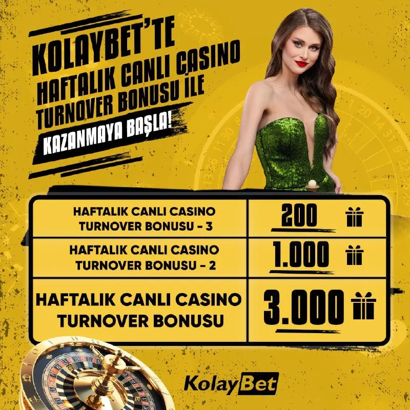 Kolaybet Telegram: 🎰 KolayBet’te şansını katlamanın tam zamanı! Haftalık Canlı Casino Turnover…