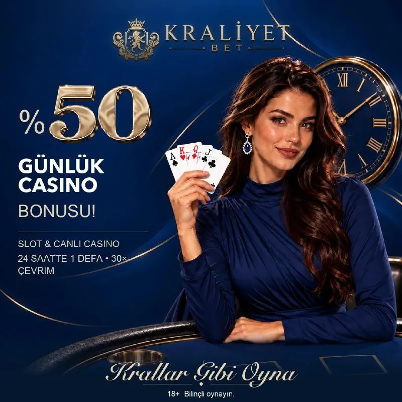 Kraliyetbet Telegram: 👑 %50 GÜNLÜK CASINO BONUSU! 👑 Her gün ilk yatırımına özel 10.000 TL’ye kadar…