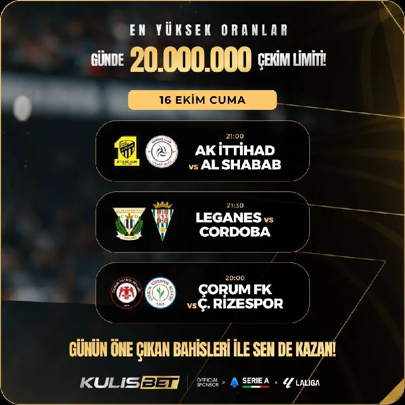 Kulisbet Telegram: 🏆 KULİSBET’TE GÜNÜN MAÇLARI !! 💎 Maçların heyecanını Kulisbet'te kazanca çevir…