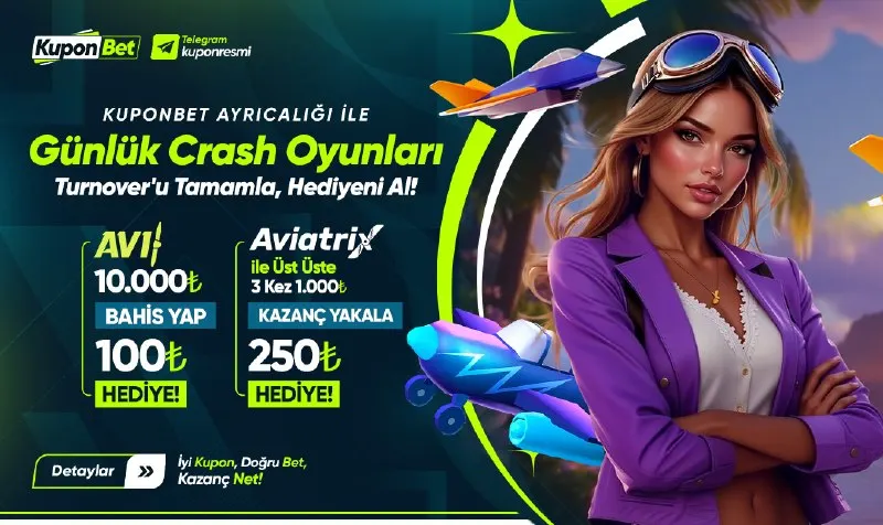 Kuponbet Telegram: 💥 Günlük Crash Oyunları Bonusu! 🎯 Gün içerisinde 10.000₺ AVI oyna → 100₺…