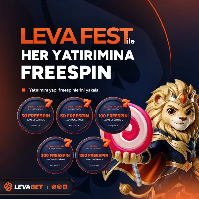 Levabet Telegram: 🎉 LEVA FEST İLE HER YATIRIMINA FREESPIN! 🎰🔥 🤍 2.000–4.999 TL yatırımına → 30…