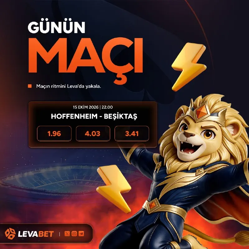 Levabet Telegram: 🔥 GÜNÜN MAÇINDA HEYECAN ZİRVEDE! 🦁 Hoffenheim 🆚 Beşiktaş ⏰ 15 Ekim | 22.00 ⚽️…
