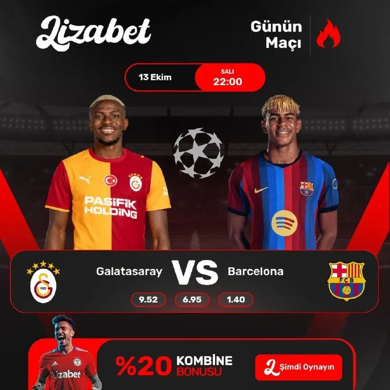 Lizabet Telegram: 🚀 GALATASARAY – BARCELONA ŞAMPİYONLAR LİGİ HEYECANI LİZABET'TE! ⚽️🦁 UEFA…