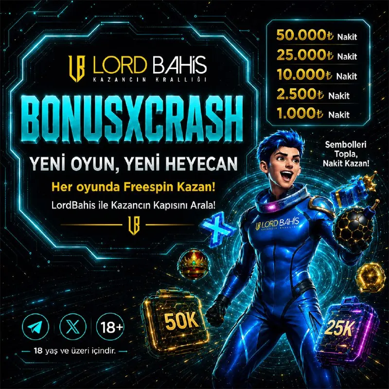 Lordbahis Telegram: 📣 Yeni Oyun, Büyük Ödüller Seni Bekliyor📣 🚀BONUSxCRASH ile her turda freespin…