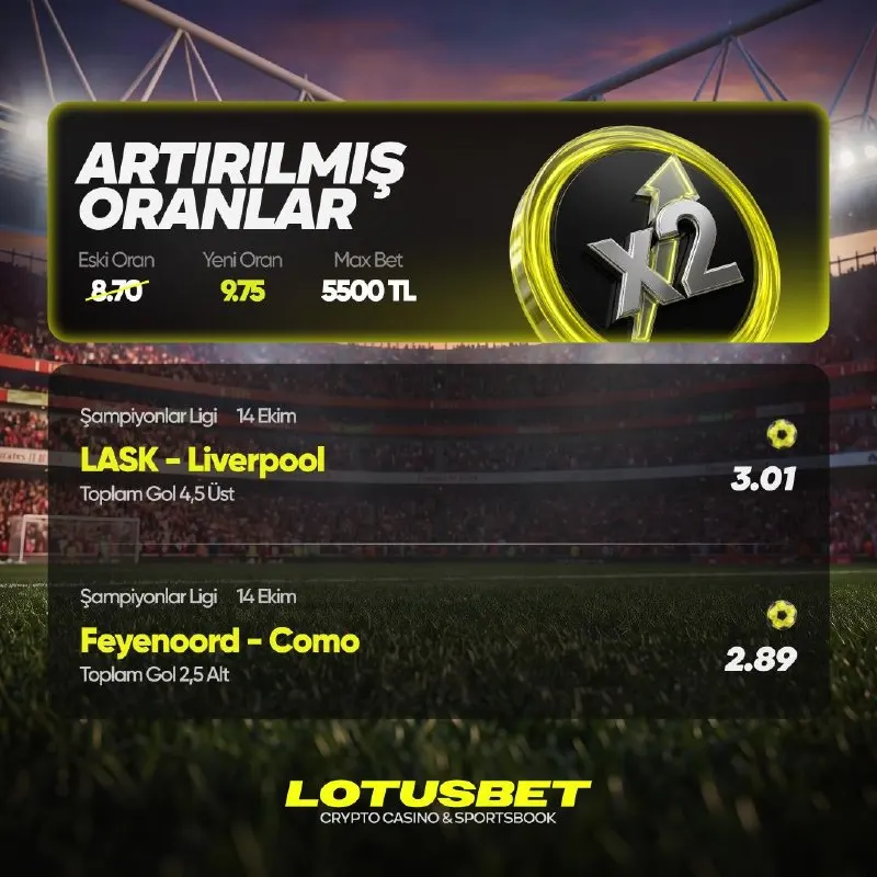 Lotusbet Telegram: 🇦🇹 Lask vs Liverpool🏴 Toplam Gol : 4.5 Üst 🇳🇱 Feyenoord vs Como 🇮🇹 Toplam…