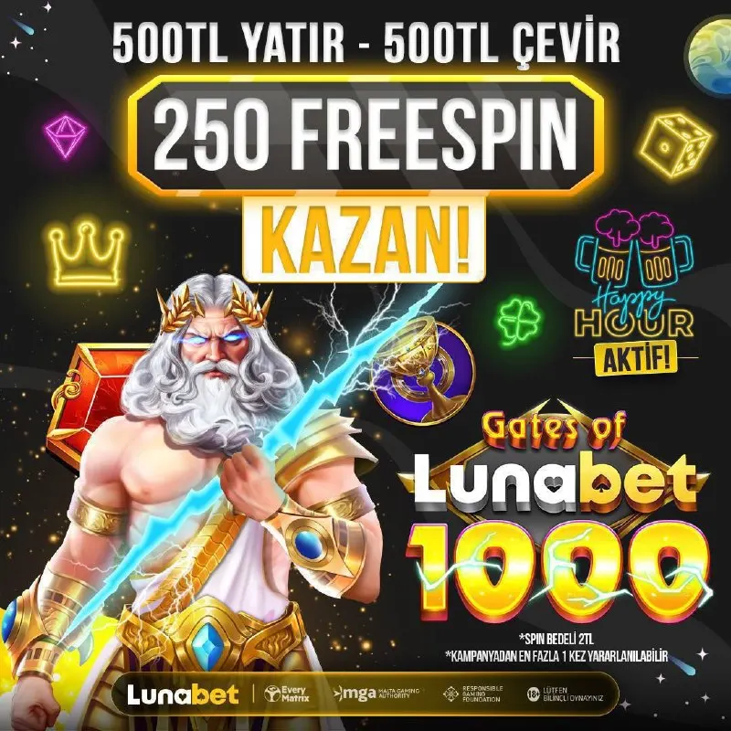 Lunabet Telegram: 🔞 LUNA HOUR BAŞLADI! 💰 500 TL Yatır – 500 TL Çevir 🎁 250 FREESPIN KAZAN! ⚡️…