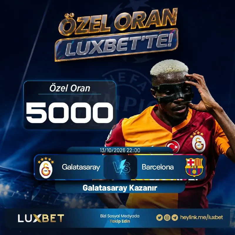 Luxbet Telegram: 📣 TAM 5000 ORAN AKTİF! 💰 ŞAMPİYONLAR LİGİNDE EN ÇOK BİZ KAZANDIRIYORUZ! Günlük…